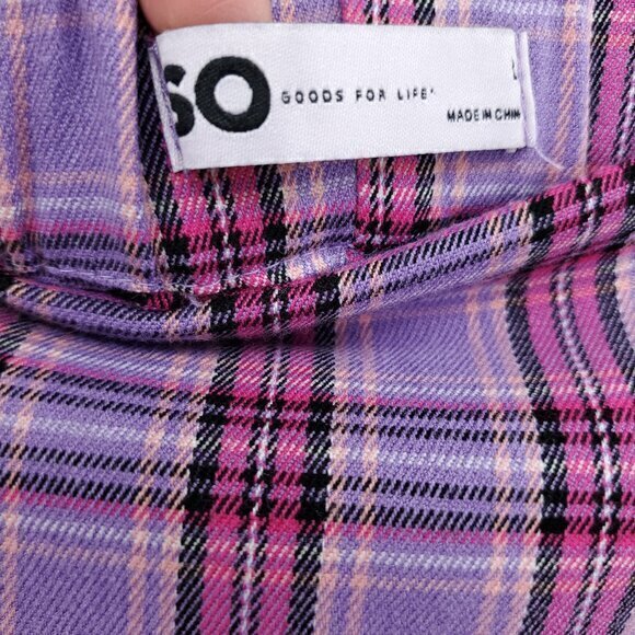 SO Lace Up Plaid Mini Skort L Purple/Pink - Picture 4 of 16